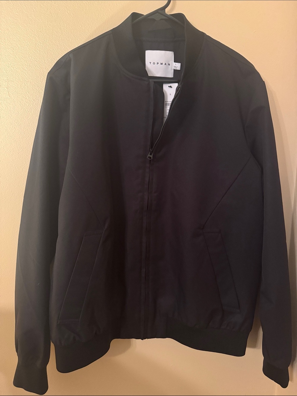Topman Black Bomber Jacket with Zip Front